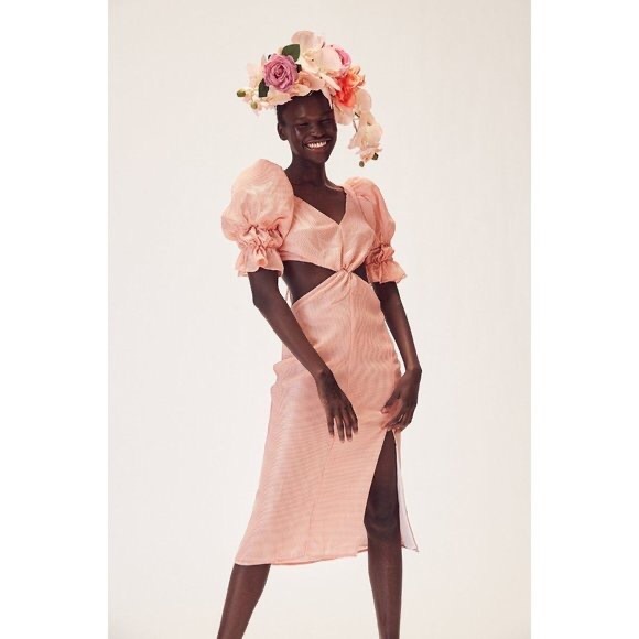 LPA Dresses & Skirts - LPA Edith Midi Dress NWT Orange Houndstooth Size M